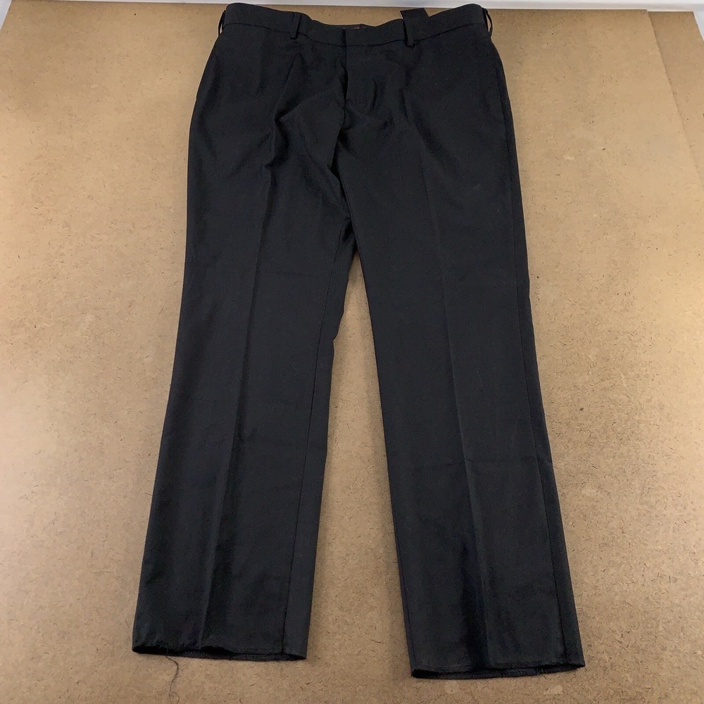 Fabian Couture Men's 38 X 33 Raw Hem Black Ultra Fit Flat Front Dress Pants NWT